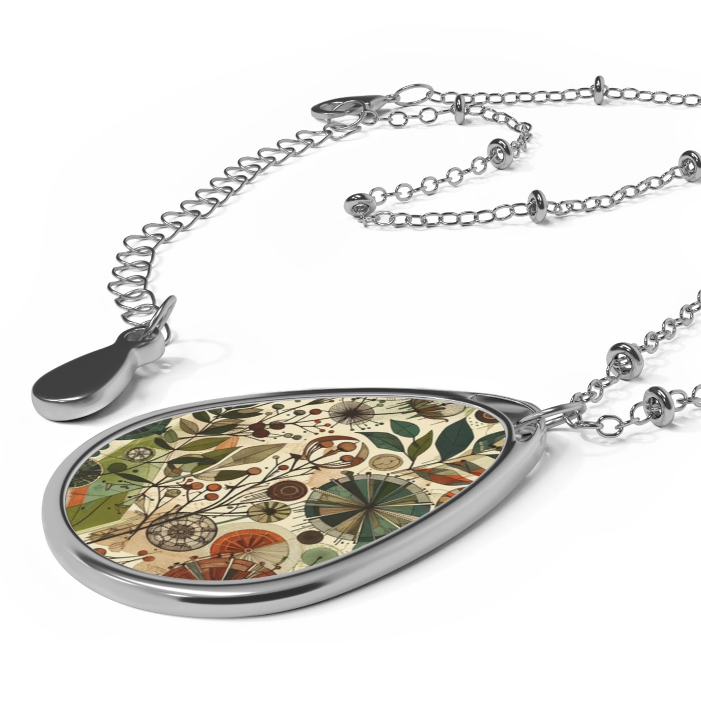 Sustainable Street Art Urban Eco-Warrior Oval Necklace - 8404 Design-64