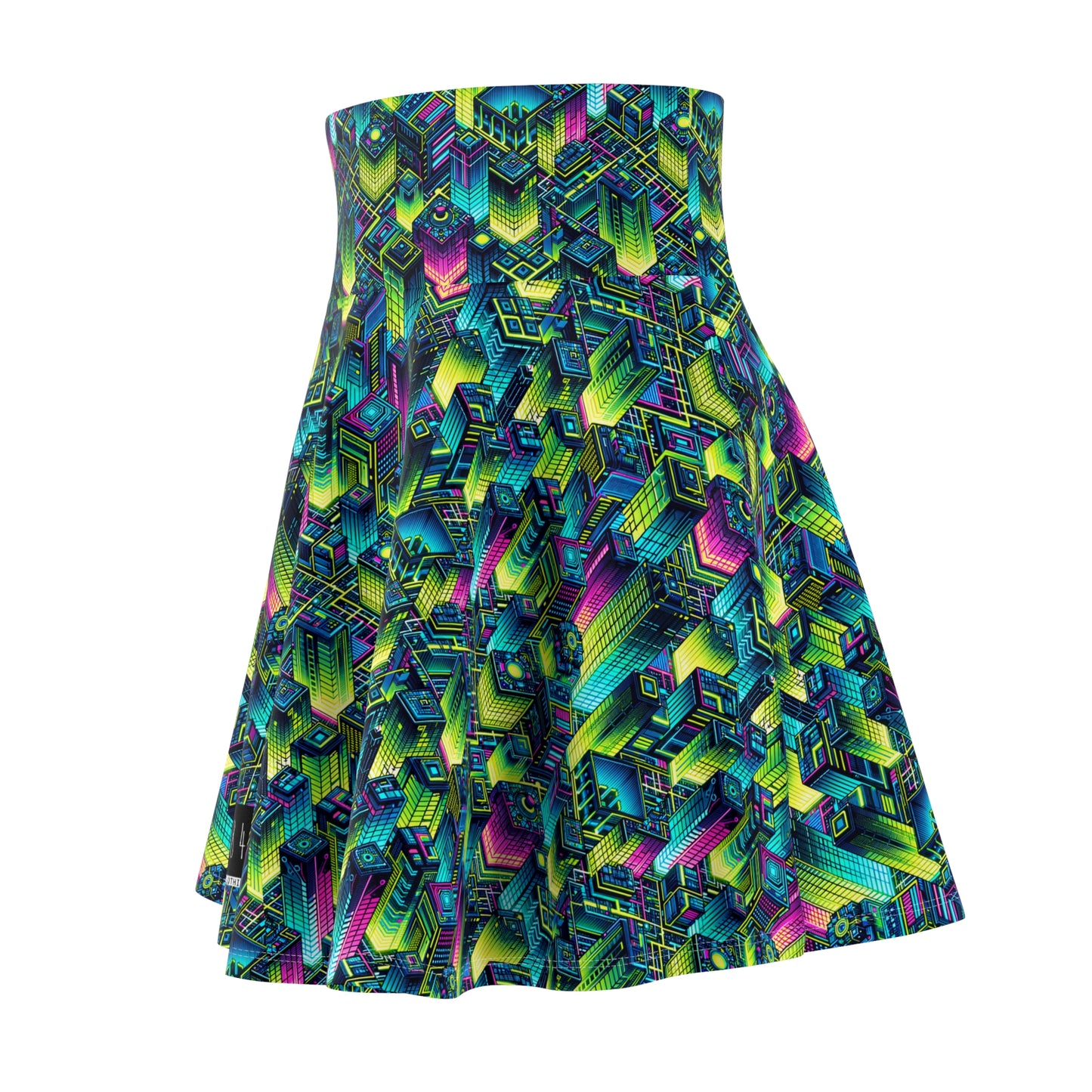 Tech-Infused Neon Tech-Forward Streetwear Women's Skater Skirt - 8404 Design-65