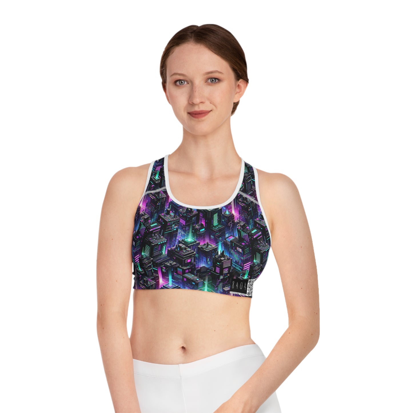 Tech Noir Graphics Futuristic Tech Aesthetics Sports Bra - 8404 Design-55