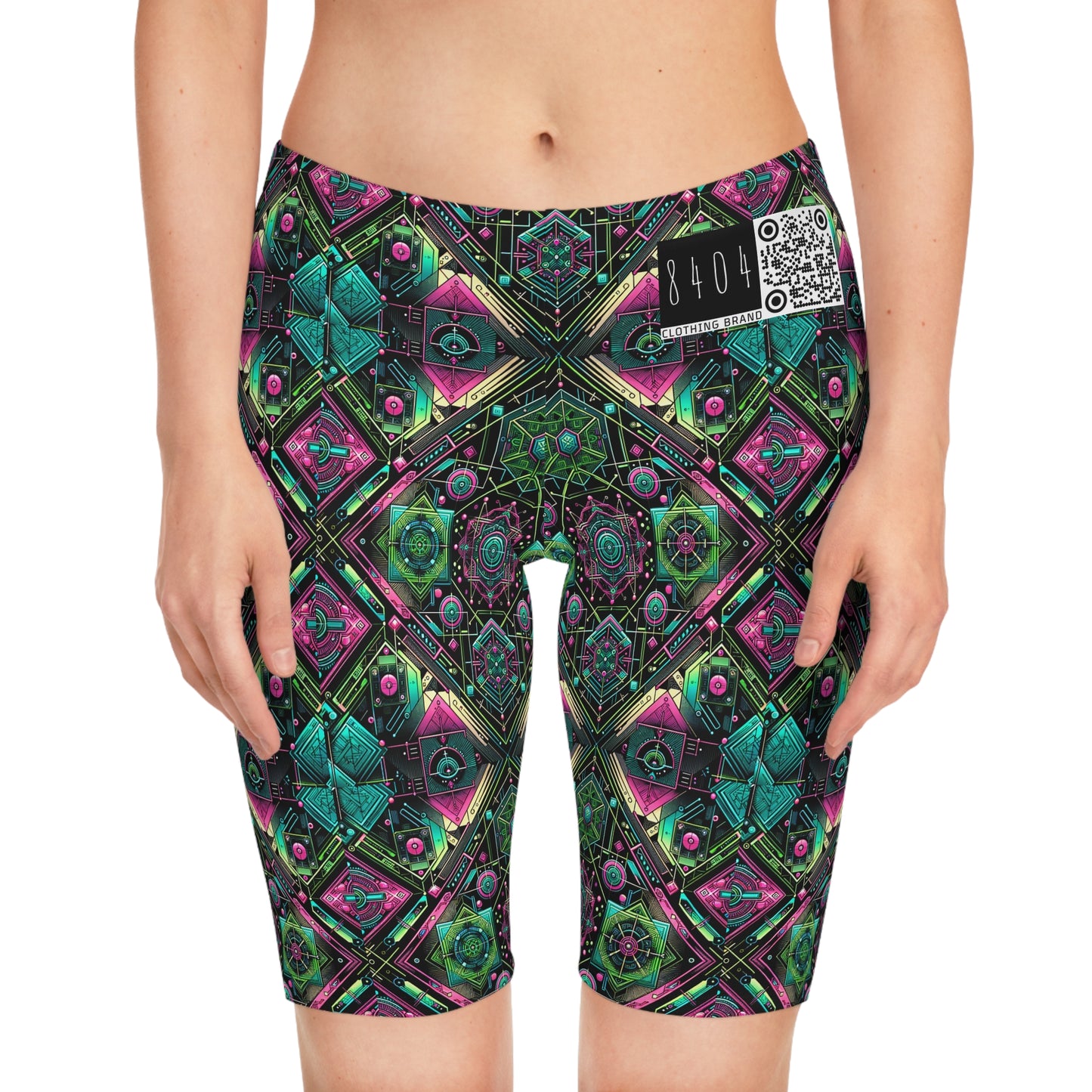 Tech-Infused Graphics Tech-Forward Streetwear Women's Bike Shorts - 8404 Design-45