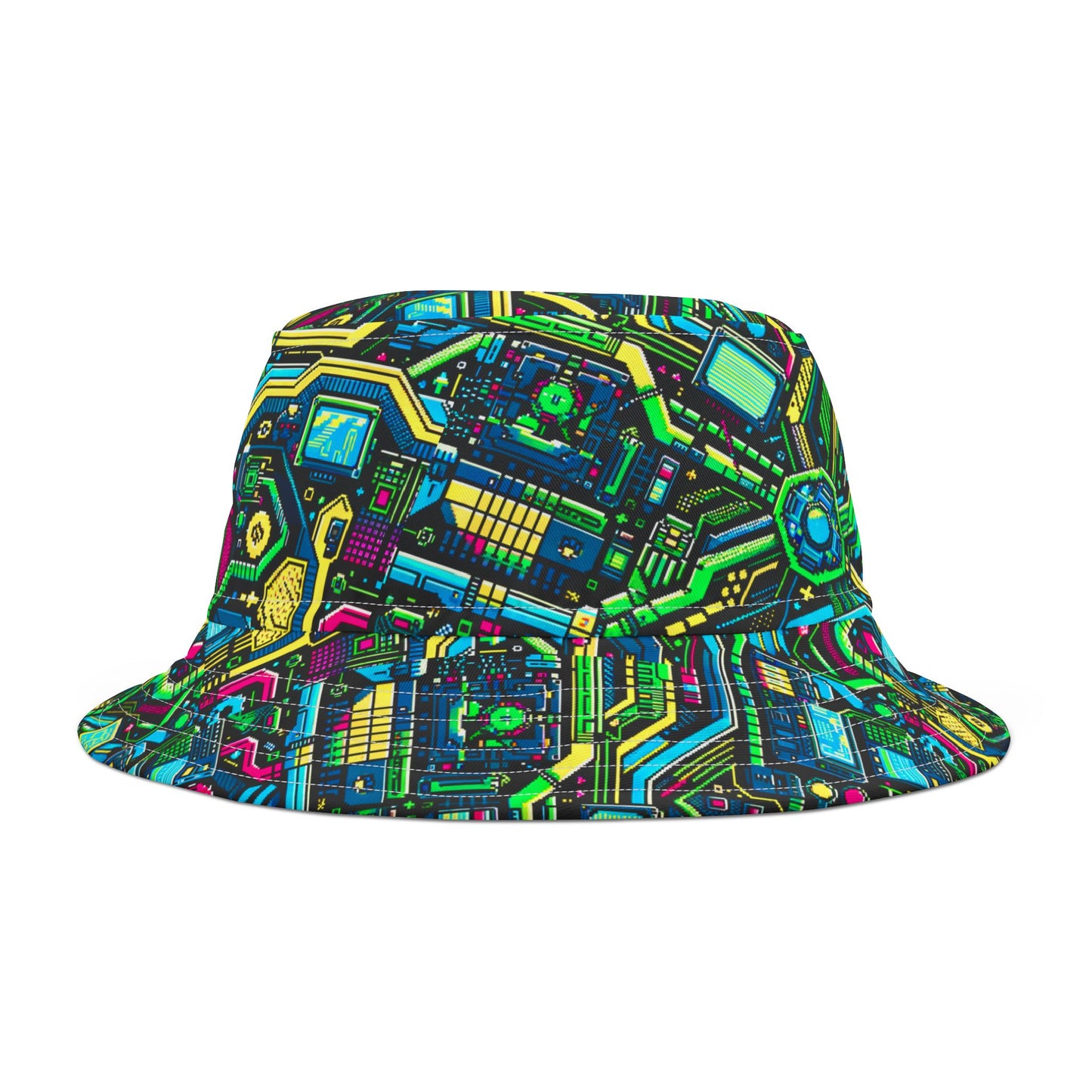 Digital Nomad Chic Cyberpunk Tech Bucket Hat - 8404 Design-43