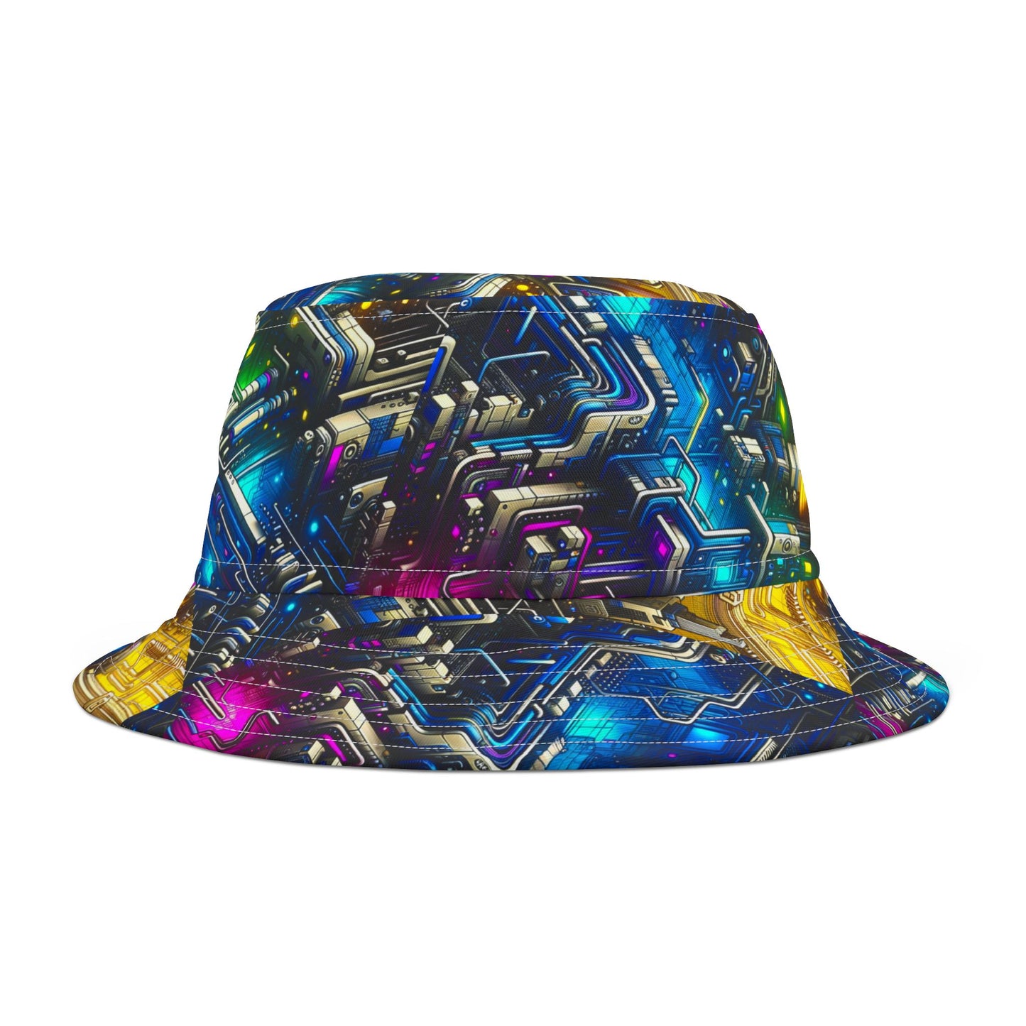 Tech Art Fusion Tech-Forward Streetwear Bucket Hat - 8404 Design-45