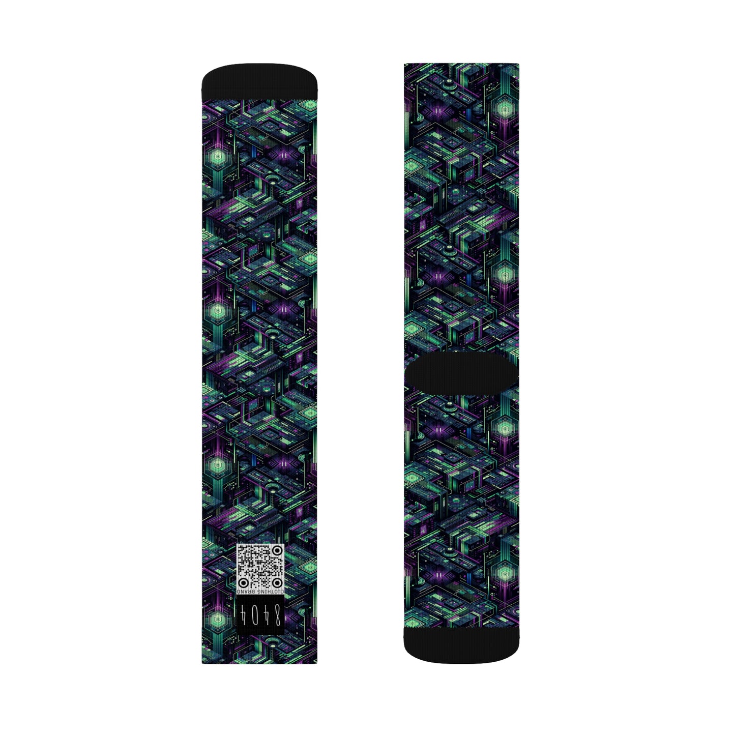 Tech Noir Aesthetics Tech-Forward Urban Dystopia Sublimation Socks - 8404 Design-43