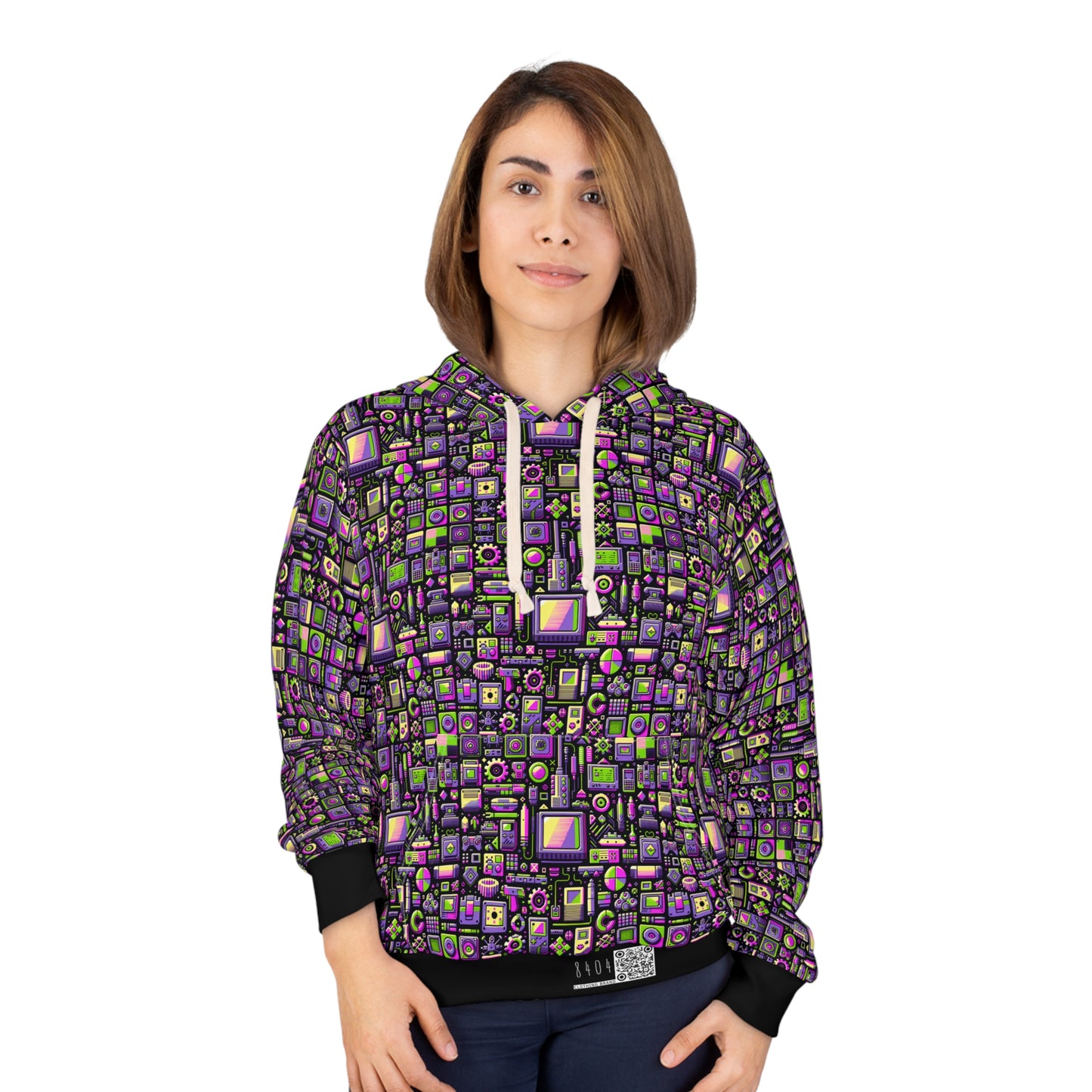 Digital Nostalgia Remix Modern Vintage Fusion Pullover Hoodie - 8404 Design-67