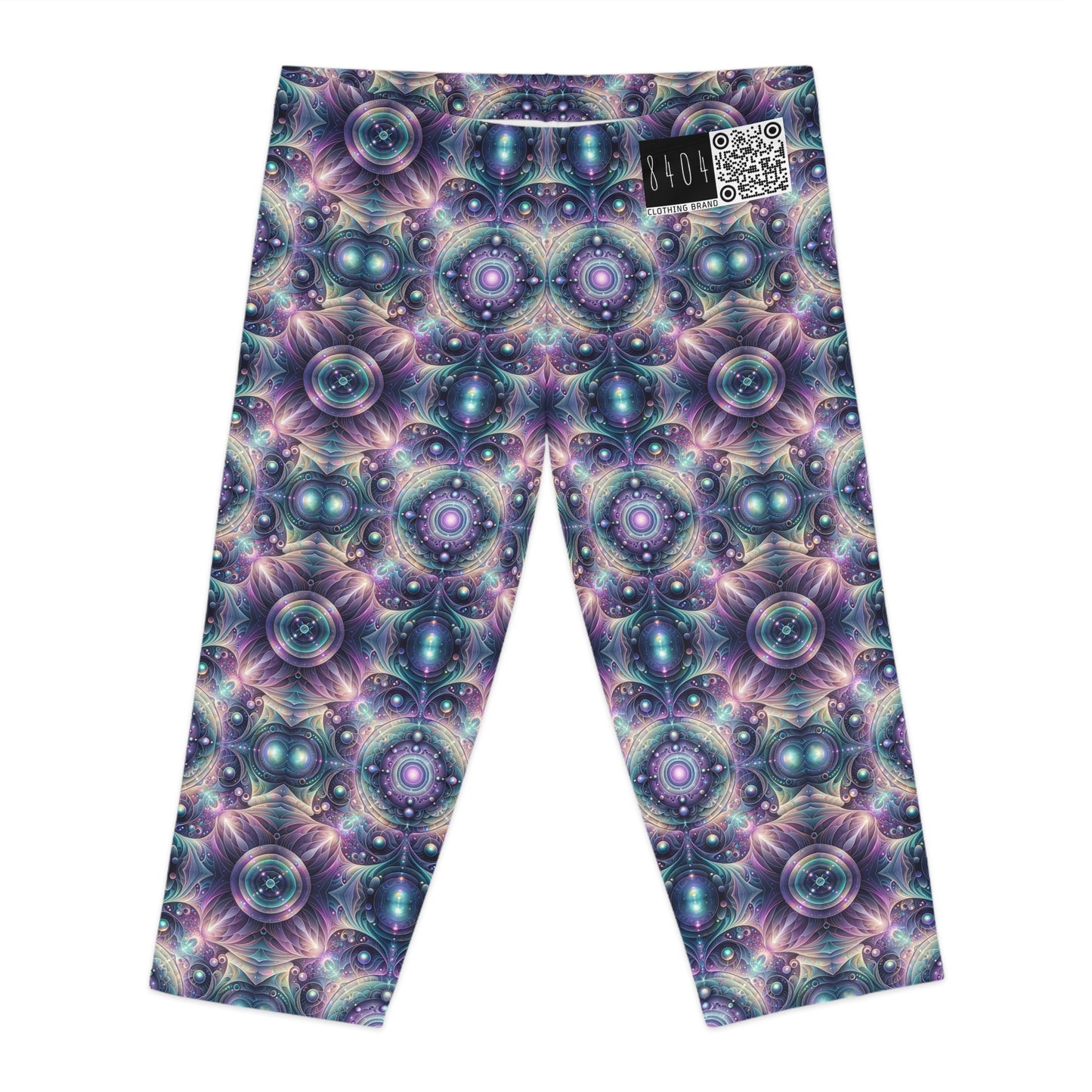 Iridescent Tech Fusion Tech-Forward Streetwear Women's Capri Leggings - 8404 Design-61