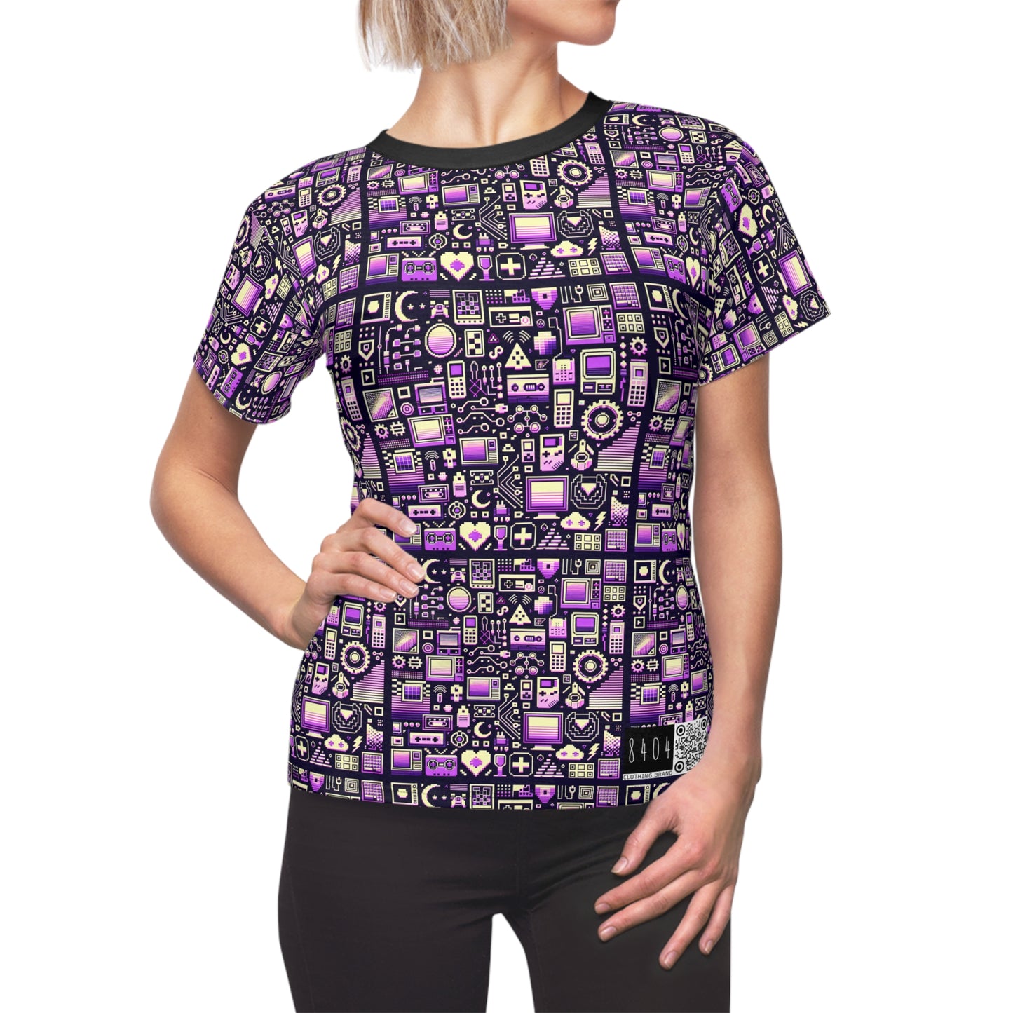 Digital Nostalgia Remix Modern Vintage Fusion Women's Cut & Sew Tee - 8404 Design-54