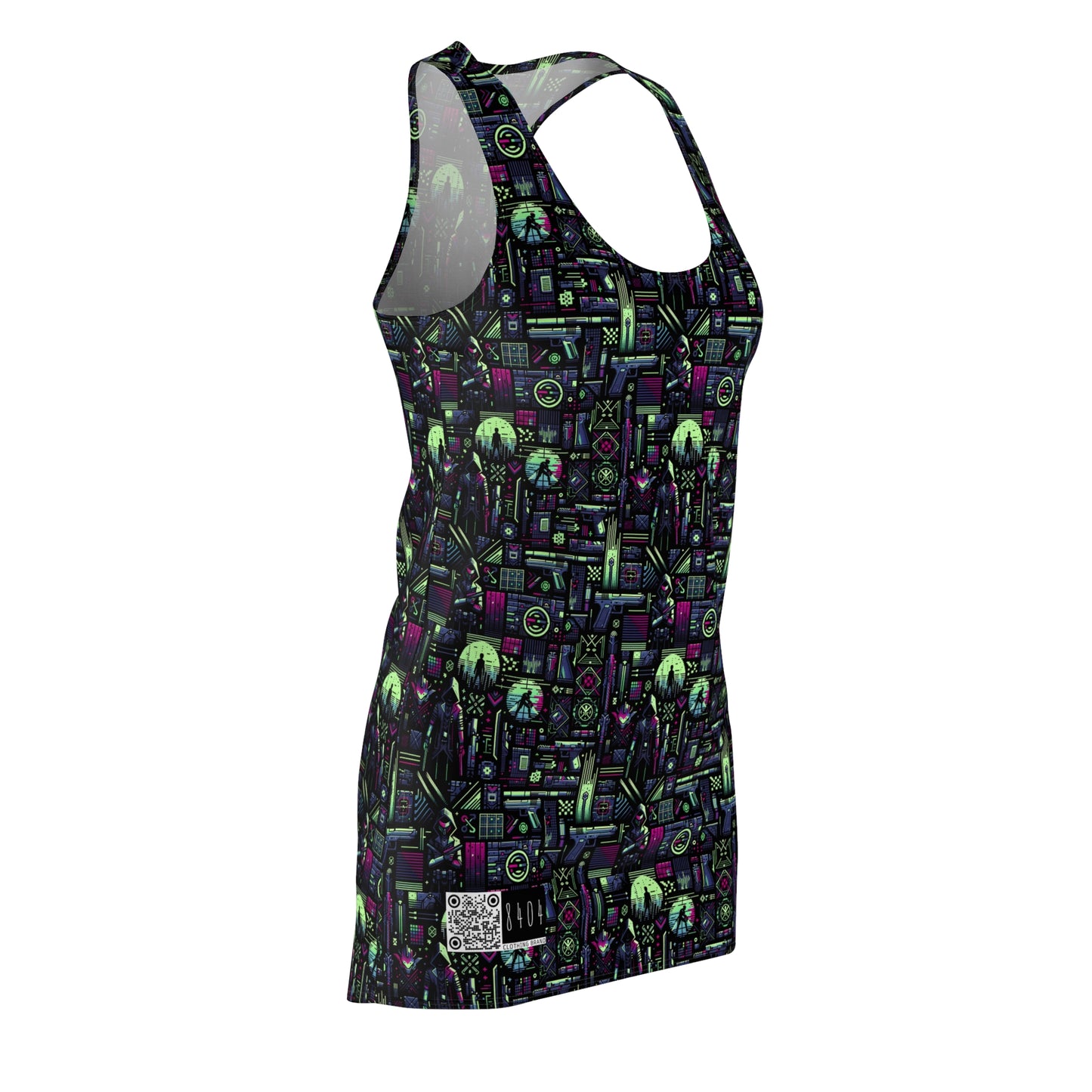 Tech Noir Futuristic Cyberpunk Women's Cut & Sew Racerback Dress - 8404 Design-63
