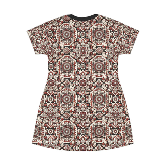 Neo Jomon Sculptural Aesthetics Artisanal Streetwear T-Shirt Dress - 8404 Design-55
