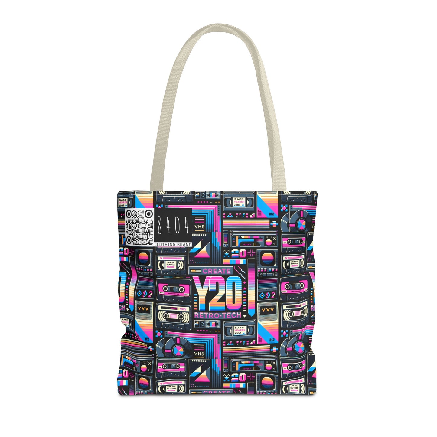Digital Nostalgia Tech-Inspired Retro Fusion Tote Bag - 8404 Design-65