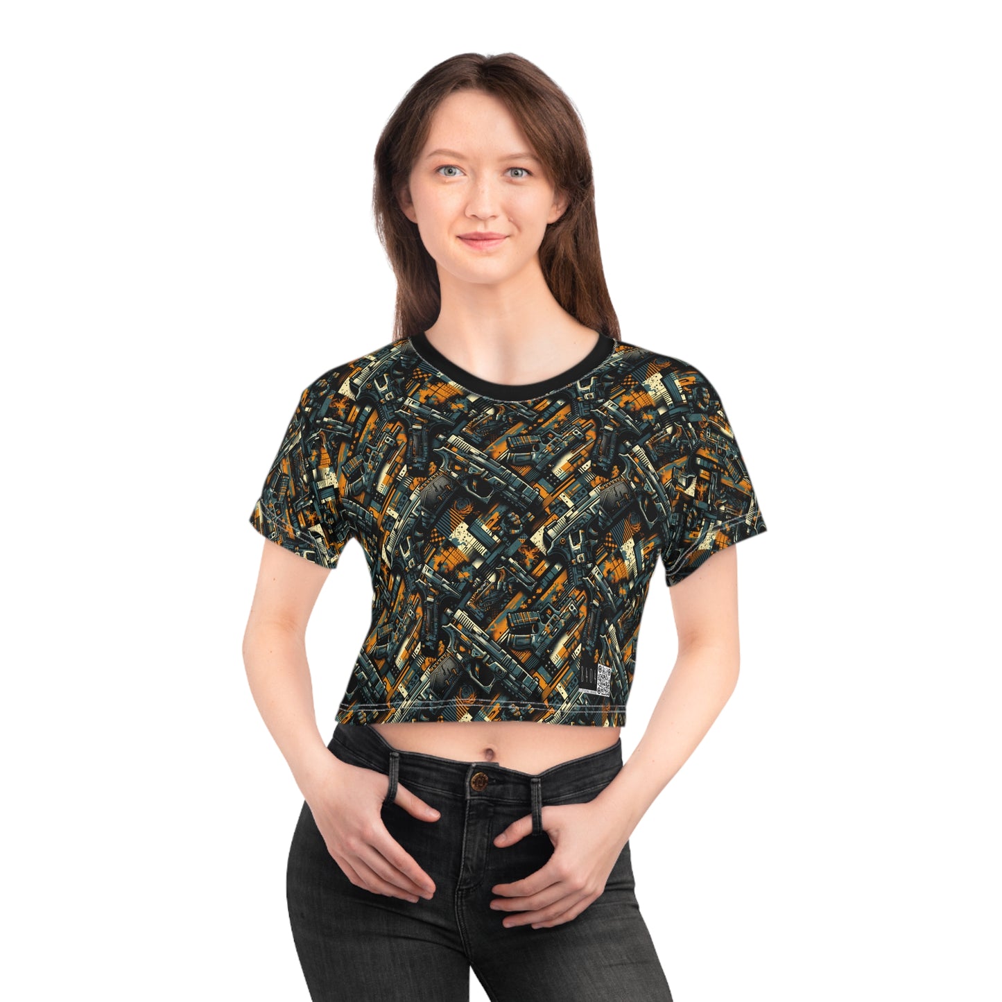 Digital Punk Futuristic Grunge Crop Tee - 8404 Design-47