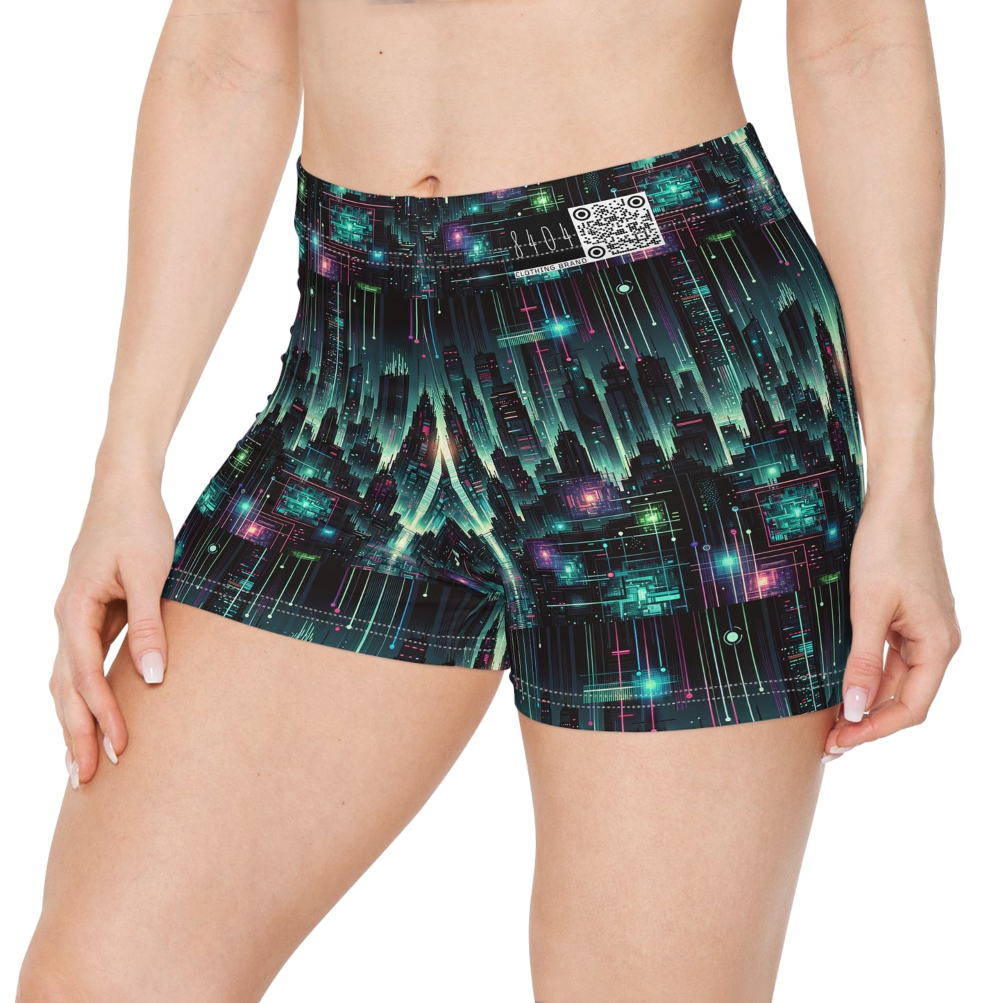 Tech Noir Graphics Cyberpunk Tech Aesthetic Women's Shorts - 8404 Design-69