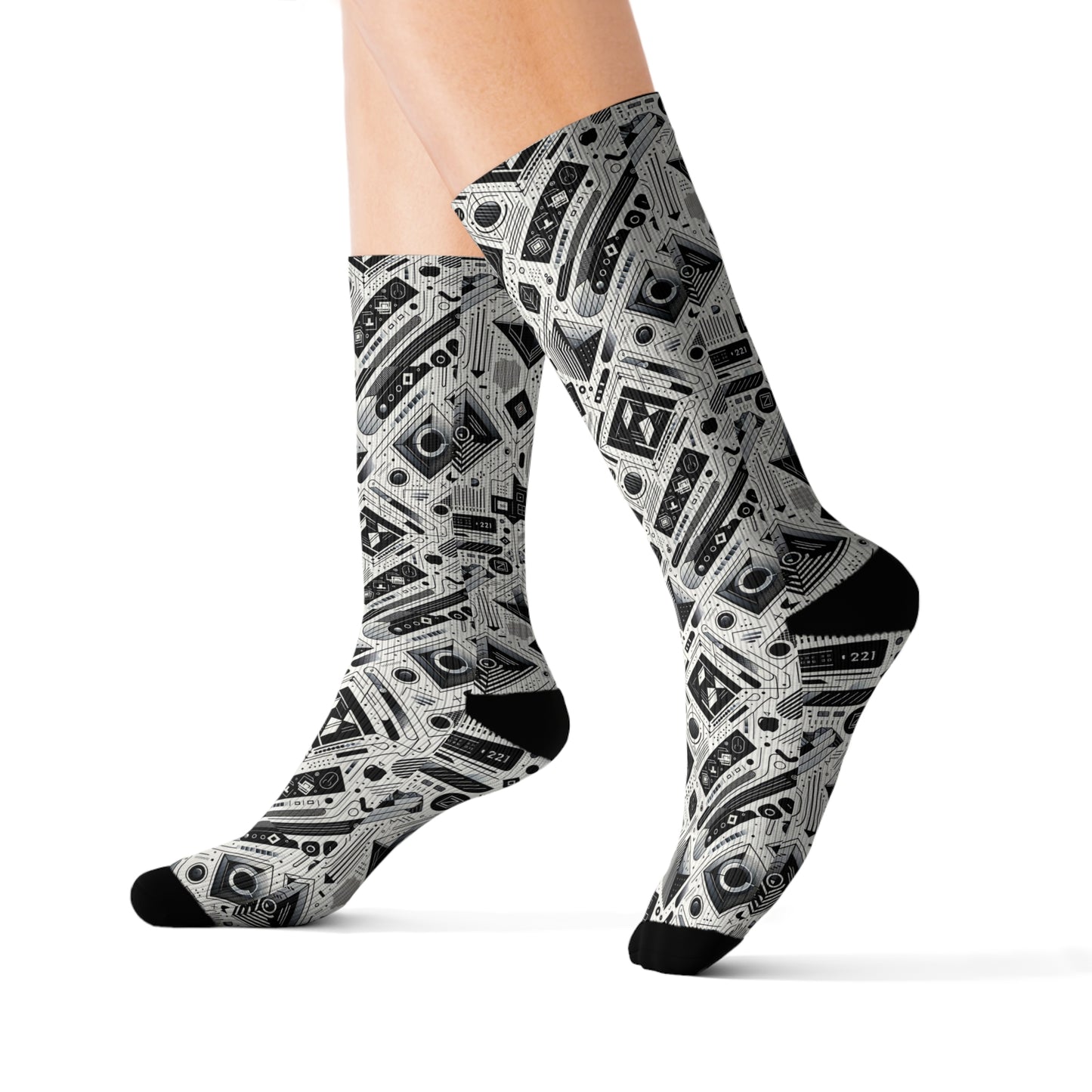 Tech Minimalism Minimalist Tech Sublimation Socks - 8404 Design-72