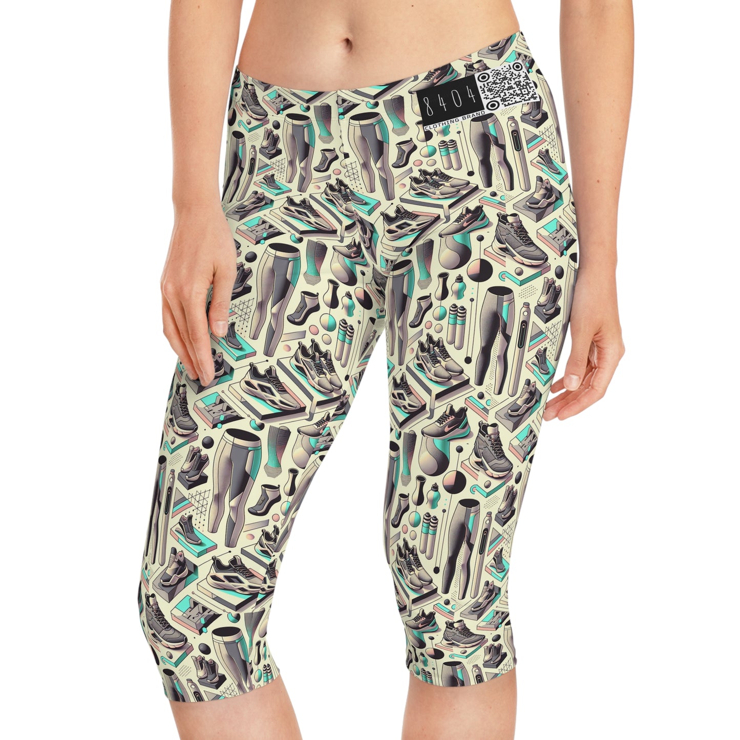 Tech-Infused Athleisure Futuristic Athletic Tech Women's Capri Leggings - 8404 Design-44