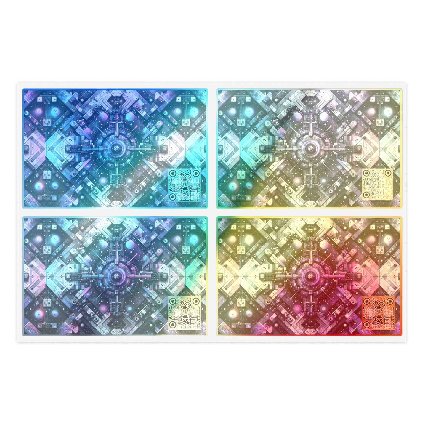 Galactic Hues Tech-Forward Cosmic Fusion Sticker Sheets - 8404 Design-54
