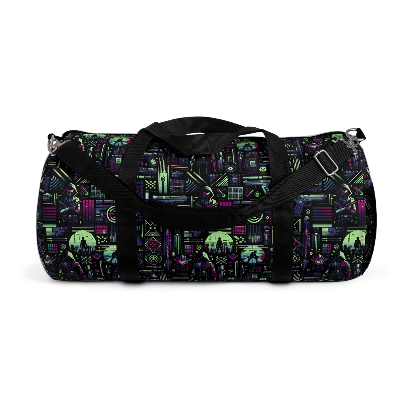 Tech Noir Futuristic Cyberpunk Duffel Bag - 8404 Design-63