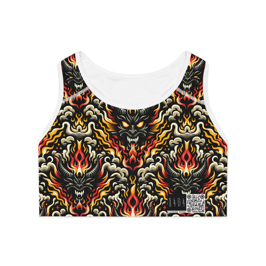 Flame Graphics Maximalist Streetwear Sports Bra - 8404 Design-59