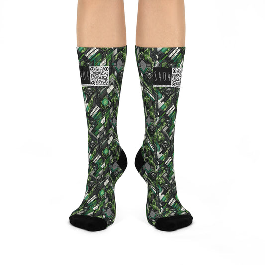 Tech Camo Fusion Tech-Forward Streetwear With a Futuristic Edge Cushioned Crew Socks - 8404 Design-58