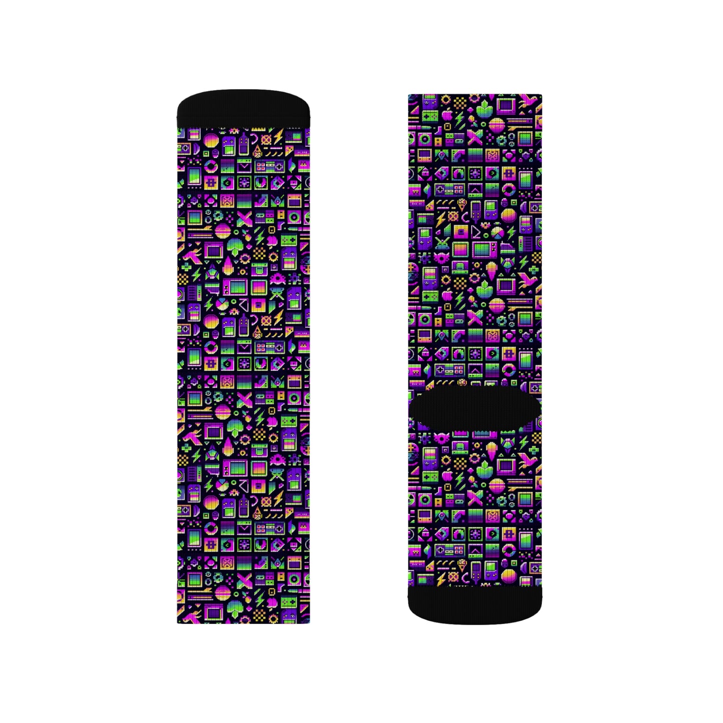 Digital Nostalgia Remix Modern Vintage Fusion Sublimation Socks - 8404 Design-49