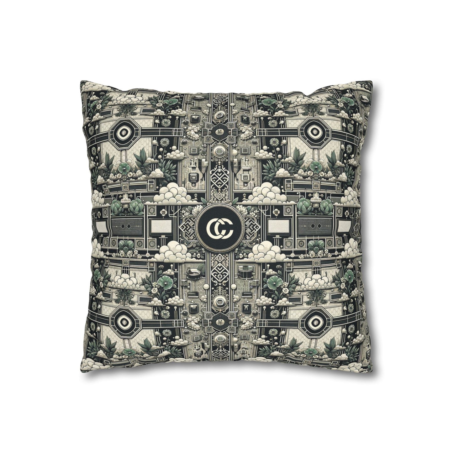 Cyber Garden Party Tech Garden Extravaganza Spun Polyester Square Pillowcase - 8404 Design-54