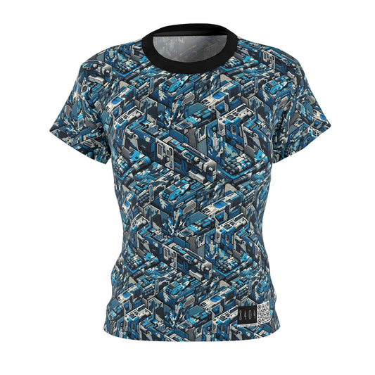 Tech Urban Camo Tech-Forward Streetwear With a Futuristic Military Edge Women's Cut & Sew Tee - 8404 Design-51
