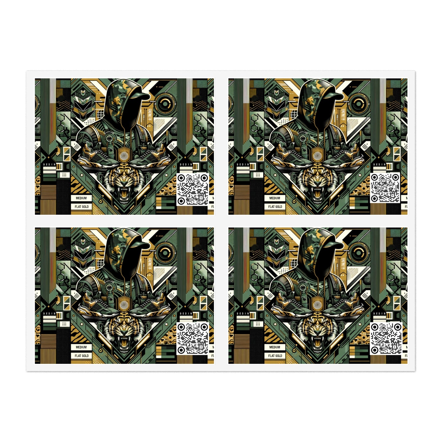 Neo-Camo Fusion Tech-Forward Streetwear Sticker Sheets - 8404 Design-64