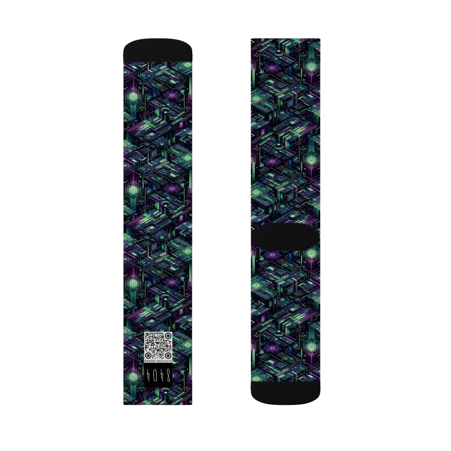 Tech Noir Aesthetics Tech-Forward Urban Dystopia Sublimation Socks - 8404 Design-43