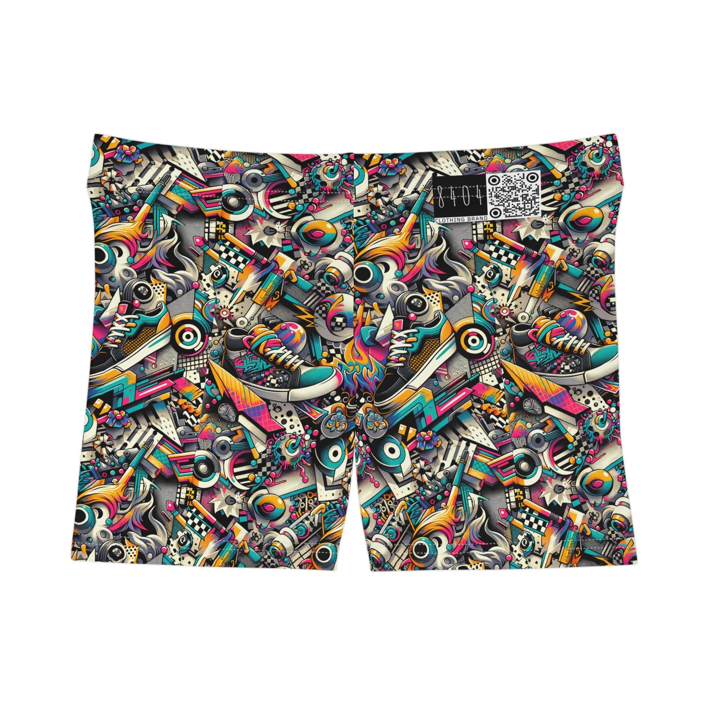 Urban Graffiti Fusion Eclectic Street Art Meets Modern Tech Culture Women's Shorts - 8404 Design-55