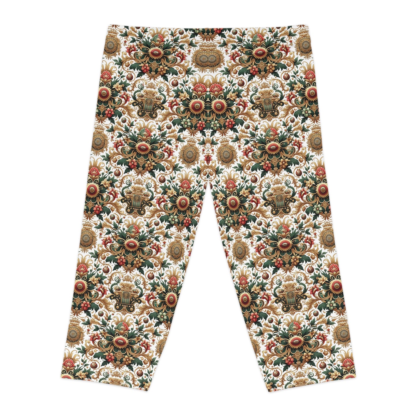Monogram Madness Luxurious Streetwear Women's Capri Leggings - 8404 Design-68