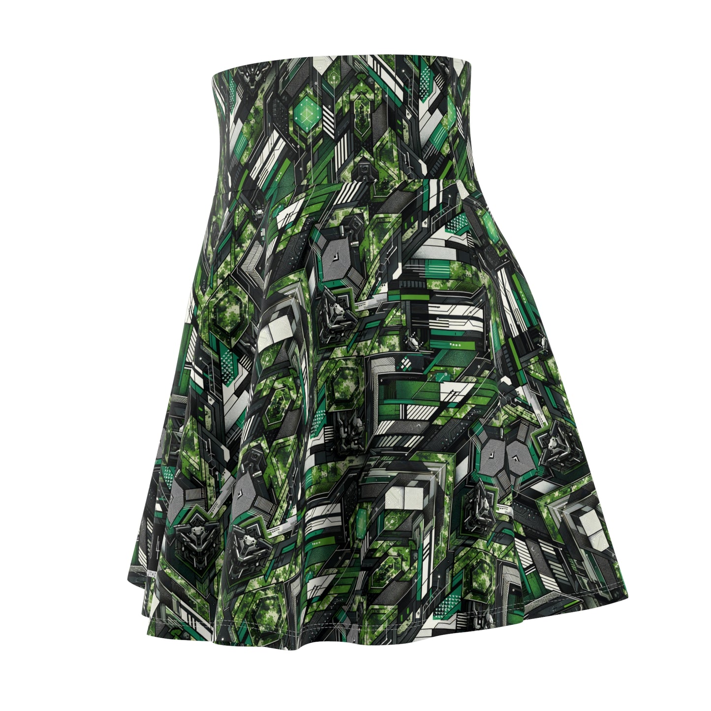Tech Camo Fusion Tech-Forward Streetwear With a Futuristic Edge Women's Skater Skirt - 8404 Design-58