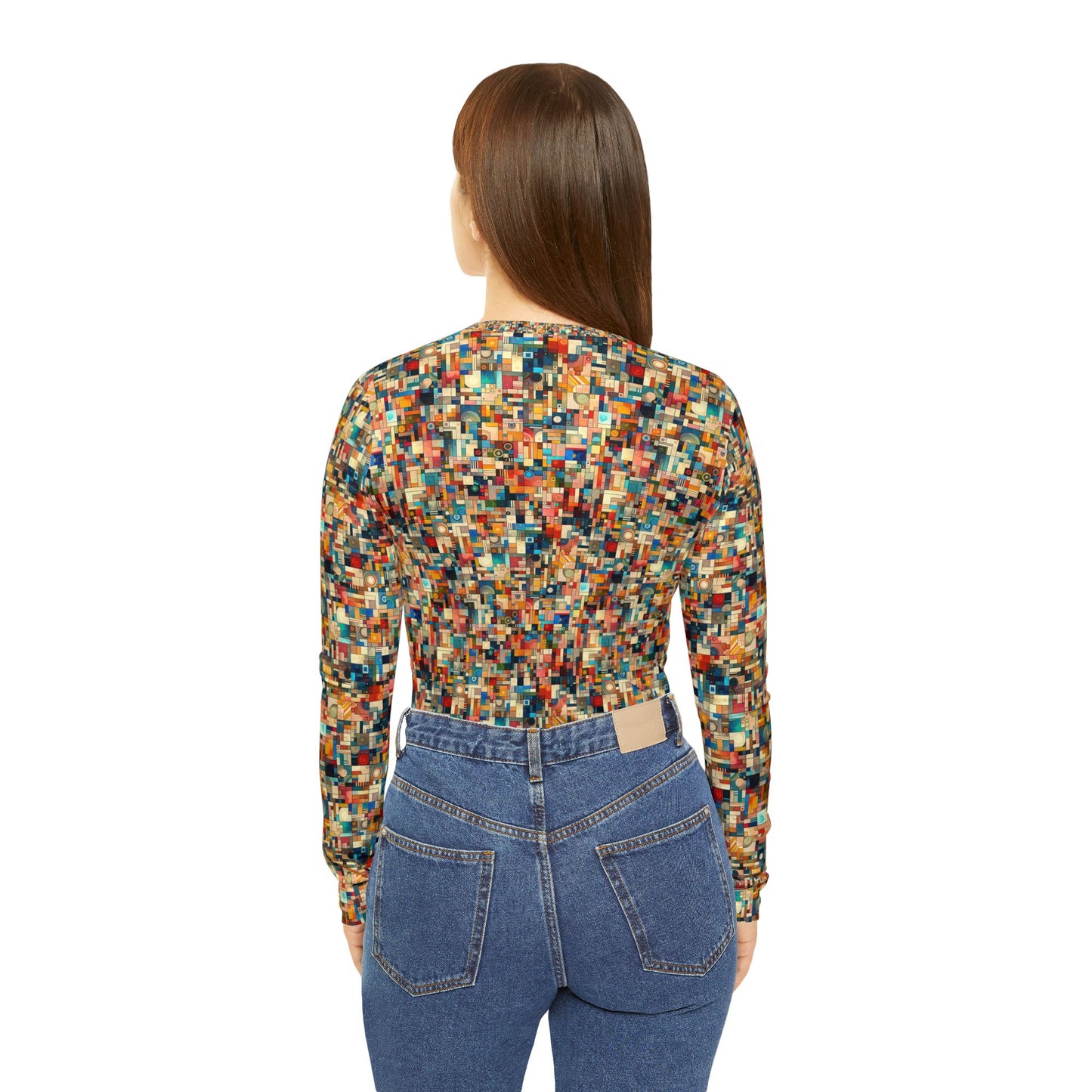 Digital Artistic Expression Artistic Streetwear Women's Long Sleeve V-Neck Shirt - 8404 Design-46