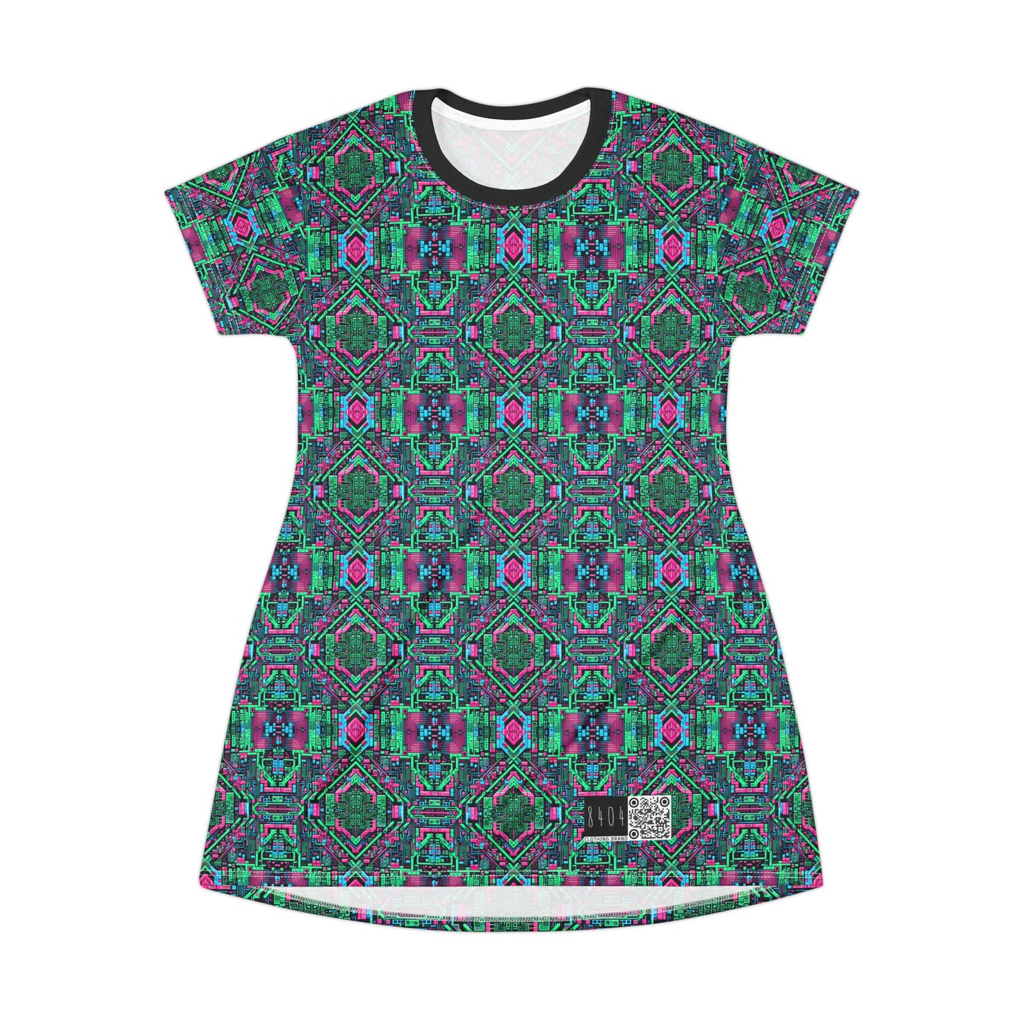 Digital Glitch Vibes Tech-Inspired Streetwear T-Shirt Dress - 8404 Design-71