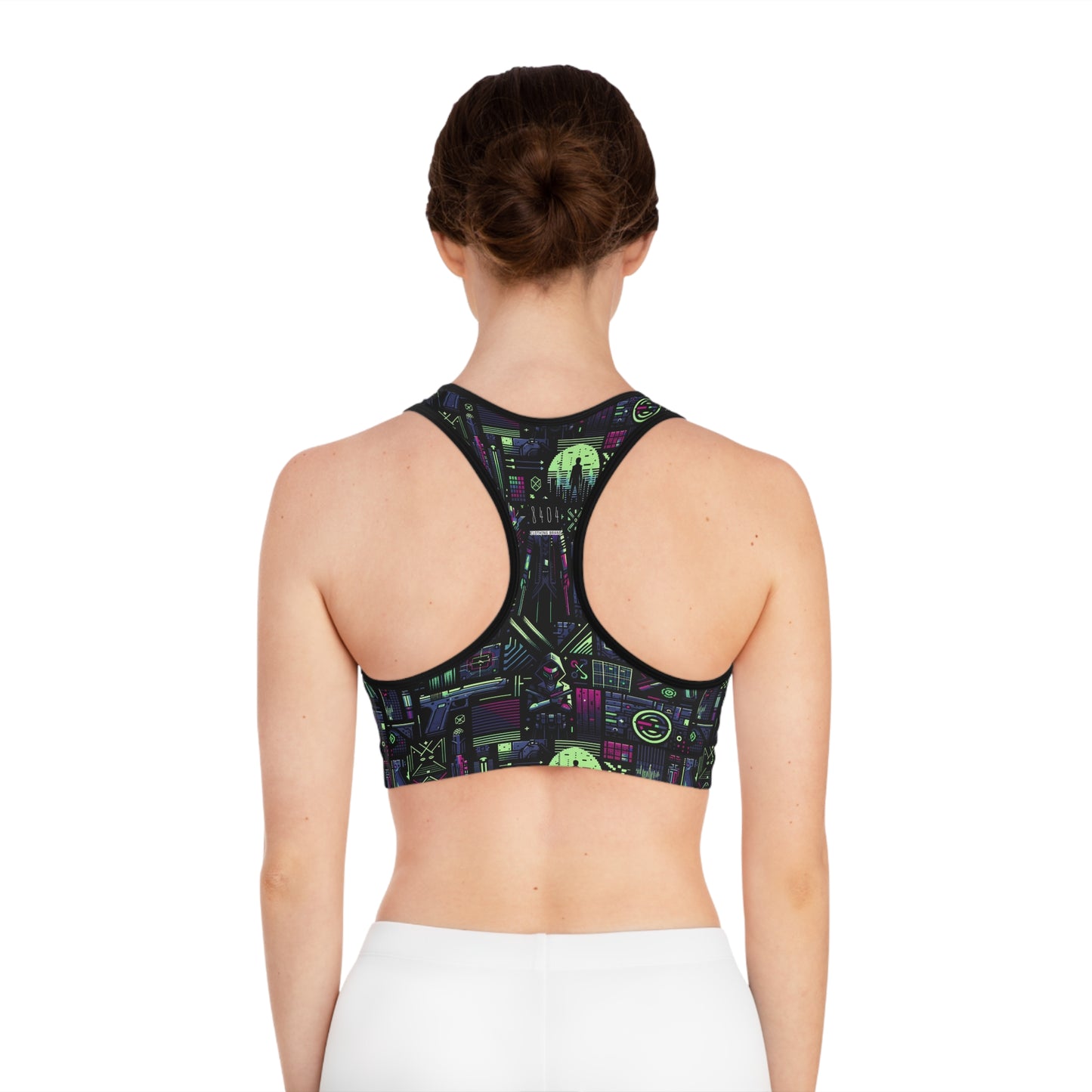 Tech Noir Futuristic Cyberpunk Sports Bra - 8404 Design-63