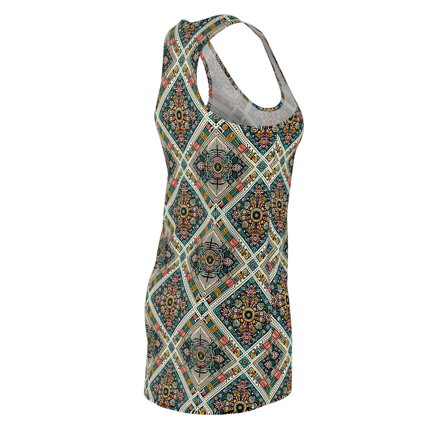 Cultural Fusion Tech Blend of Cultural Heritage With Tech-Inspired Elements Women's Cut & Sew Racerback Dress - 8404 Design-64