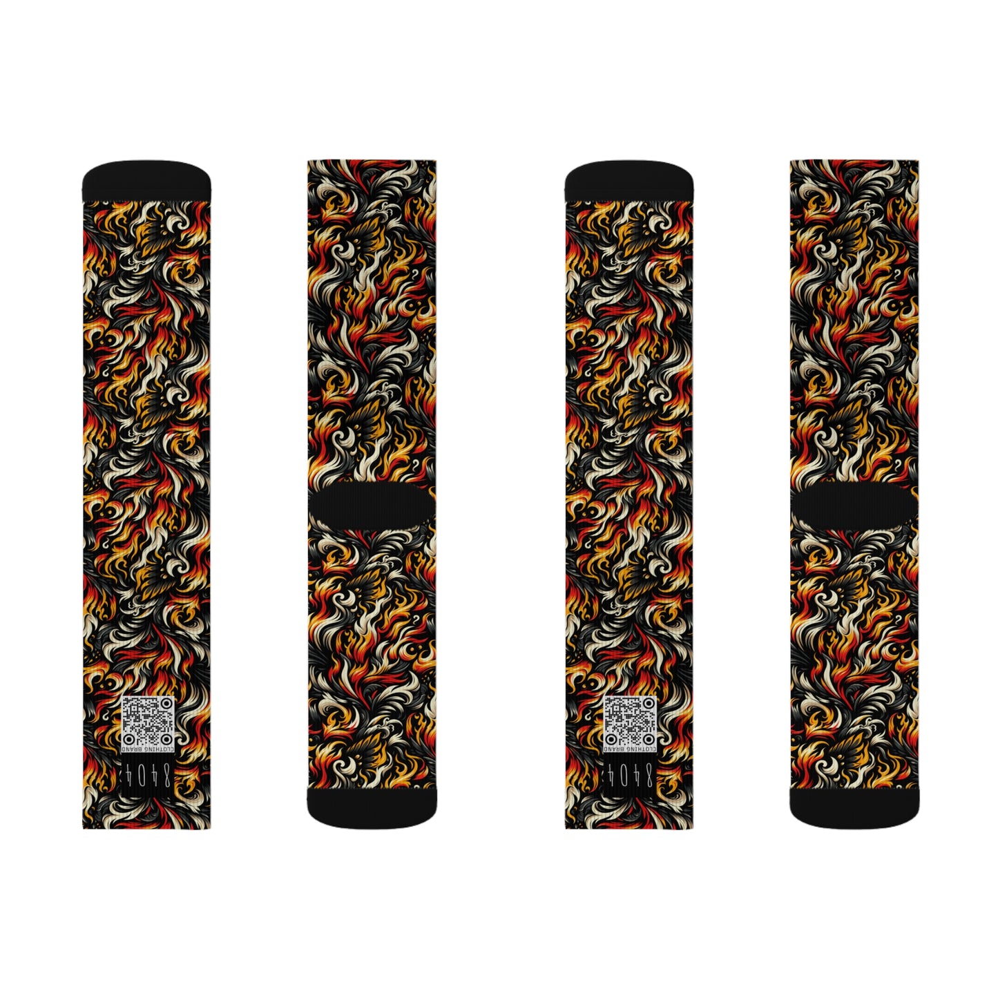 Fire & Flames Bold Streetwear Statement Sublimation Socks - 8404 Design-55