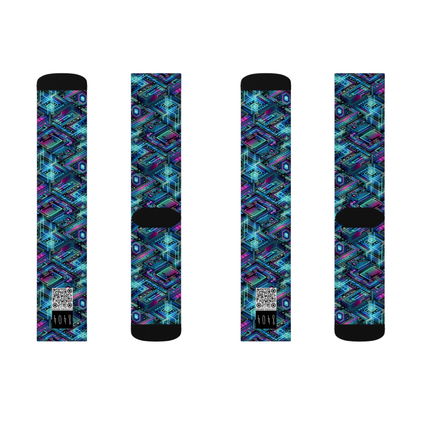 Digital Dreamland Futuristic Tech Aesthetic Sublimation Socks - 8404 Design-42