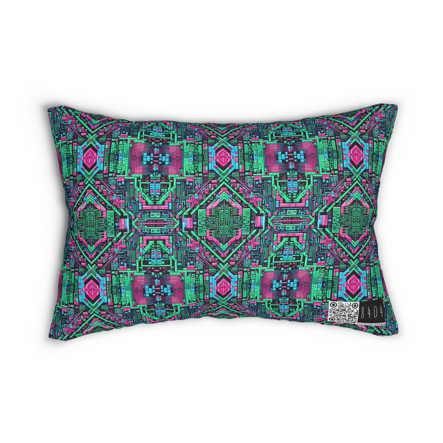 Digital Glitch Vibes Tech-Inspired Streetwear Spun Polyester Lumbar Pillow - 8404 Design-71 B