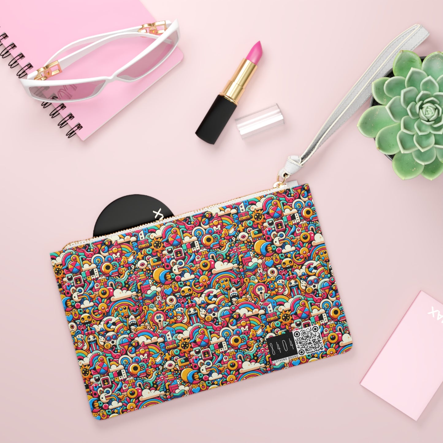 Neon Pop Playful Pop Culture Mashup Clutch Bag - 8404 Design-62