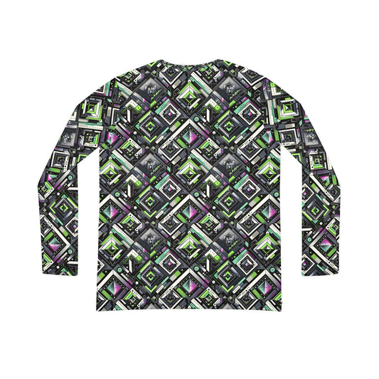 Retro Futurism Graphics Tech-Forward Streetwear Women's Long Sleeve V-Neck Shirt - 8404 Design-48