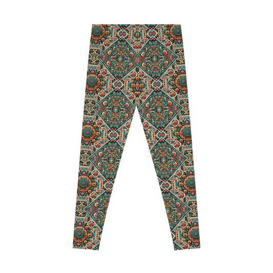 Cultural Fusion Tech Blend of Cultural Heritage With Tech-Inspired Elements Stretch Leggings - 8404 Design-74