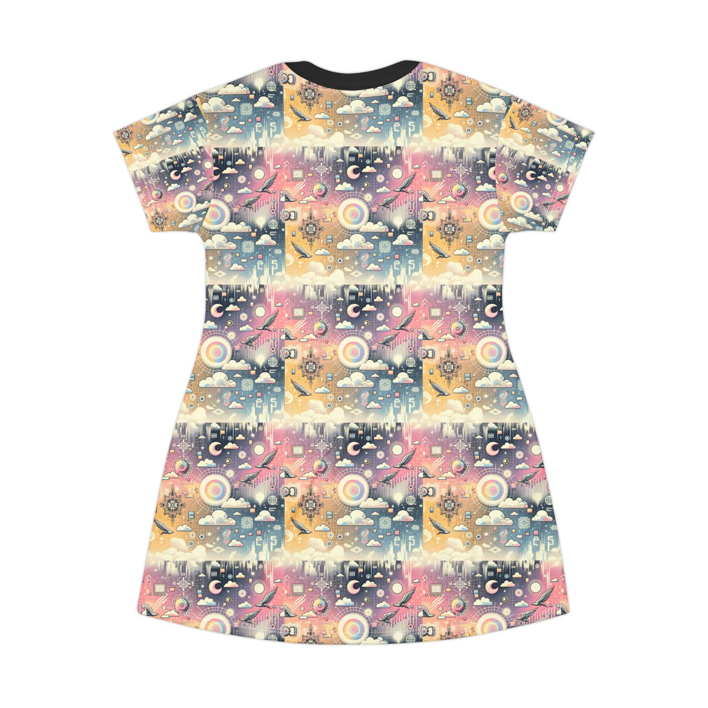 Digital Dreamland Whimsical and Nostalgic Streetwear With a Digital Twist T-Shirt Dress - 8404 Design-69