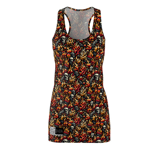 Flame Graphics Maximalist Streetwear Women's Cut & Sew Racerback Dress - 8404 Design-76