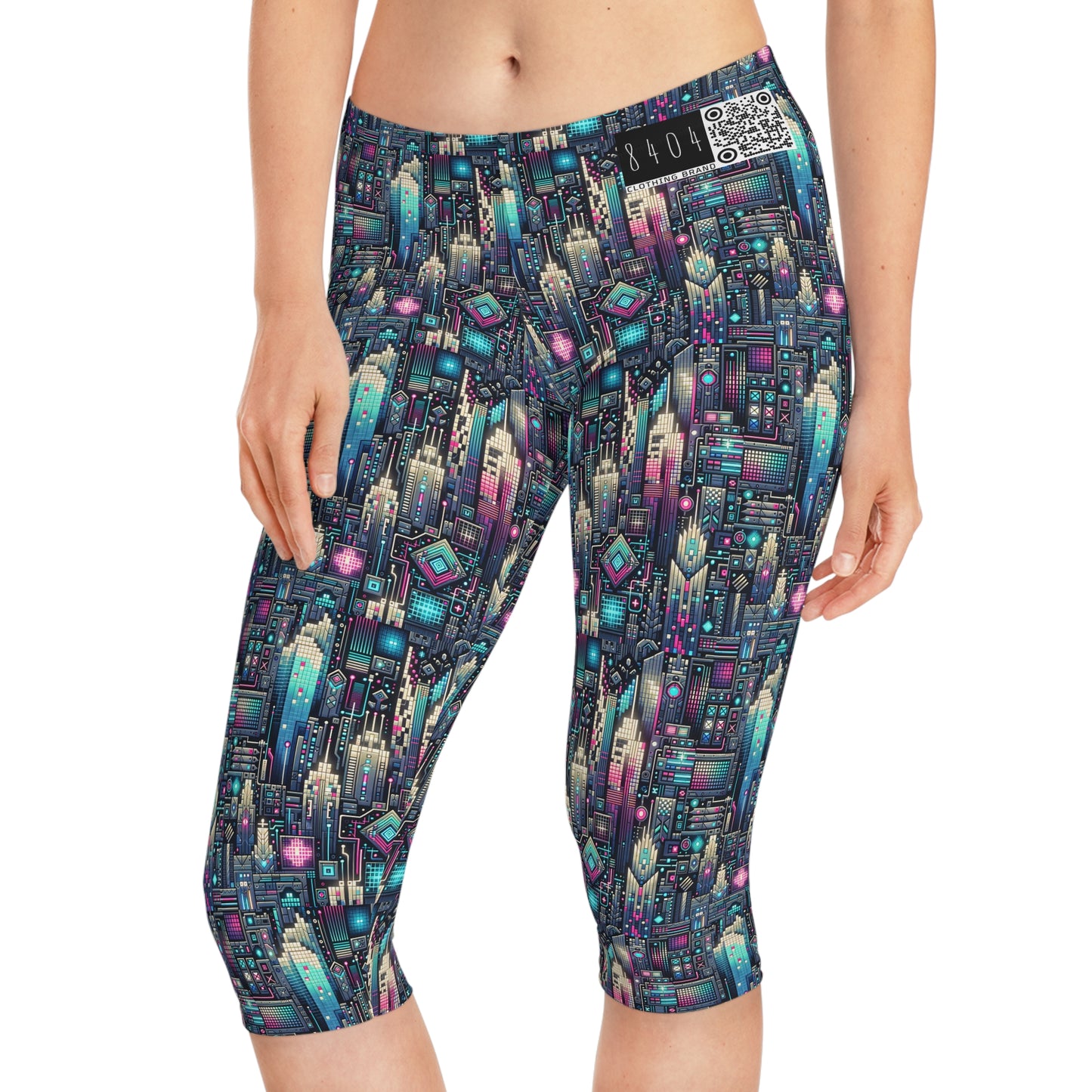 Digital Renaissance Tech-Forward Maximalism Women's Capri Leggings - 8404 Design-56