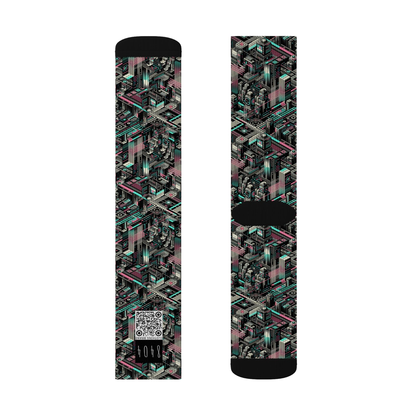 Digital Dreamland Tech-Inspired Streetwear Sublimation Socks - 8404 Design-51