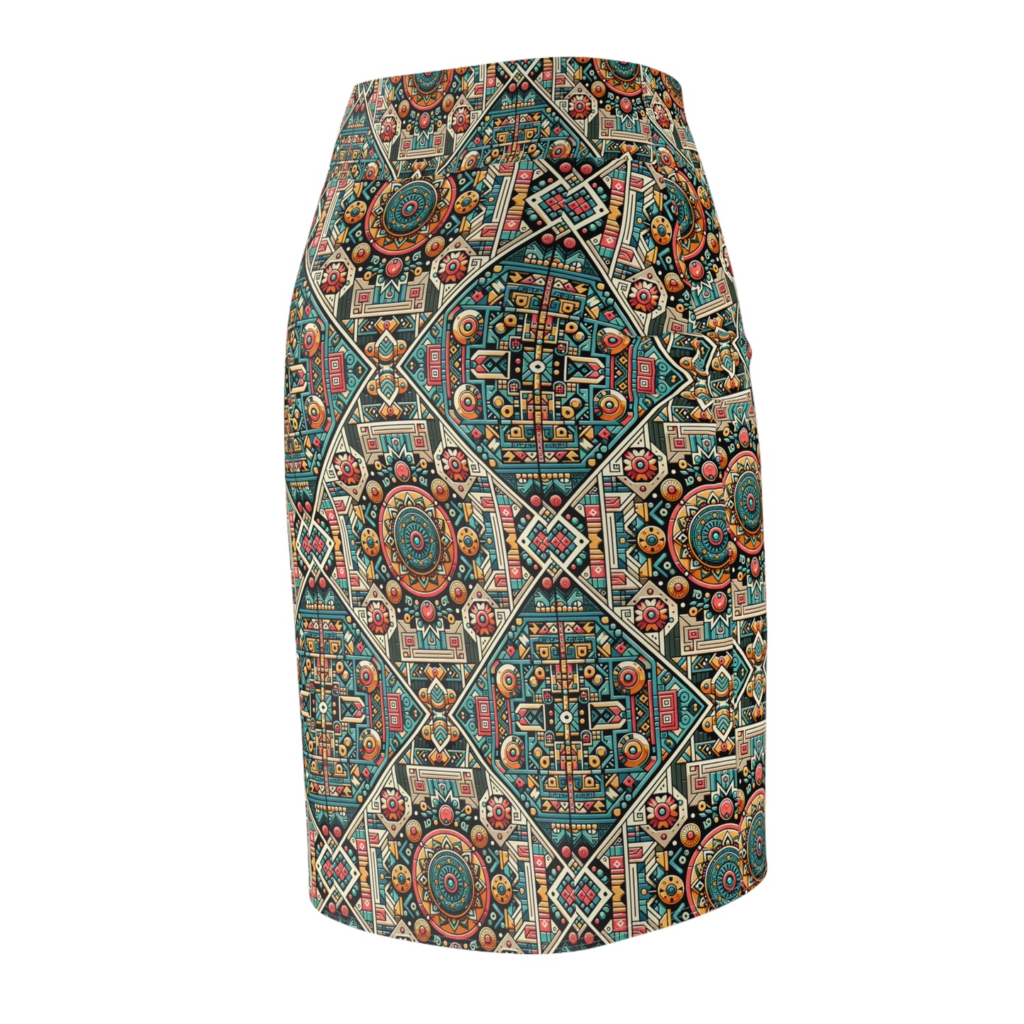 Cultural Fusion Tech Blend of Cultural Heritage With Tech-Inspired Elements Women's Pencil Skirt - 8404 Design-74