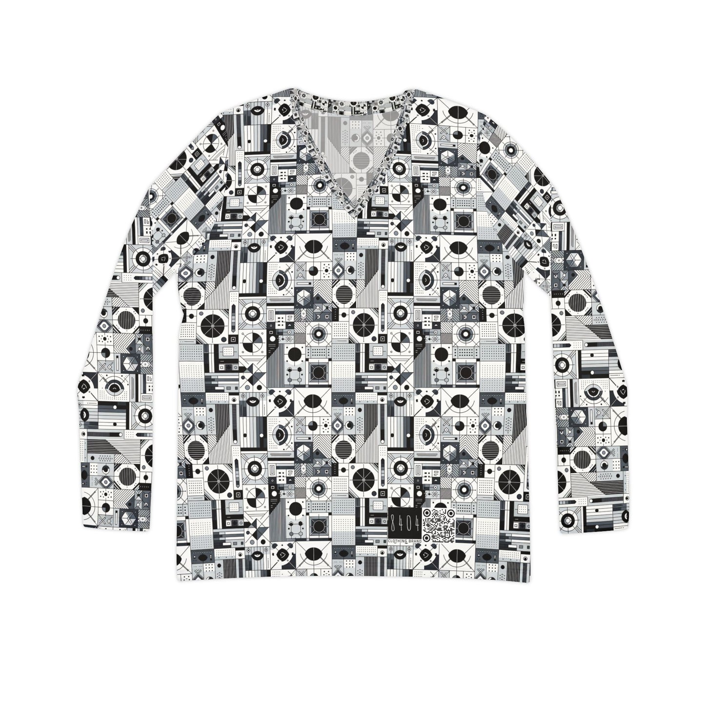 Digital Minimalism Minimalist Tech Women's Long Sleeve V-Neck Shirt - 8404 Design-65
