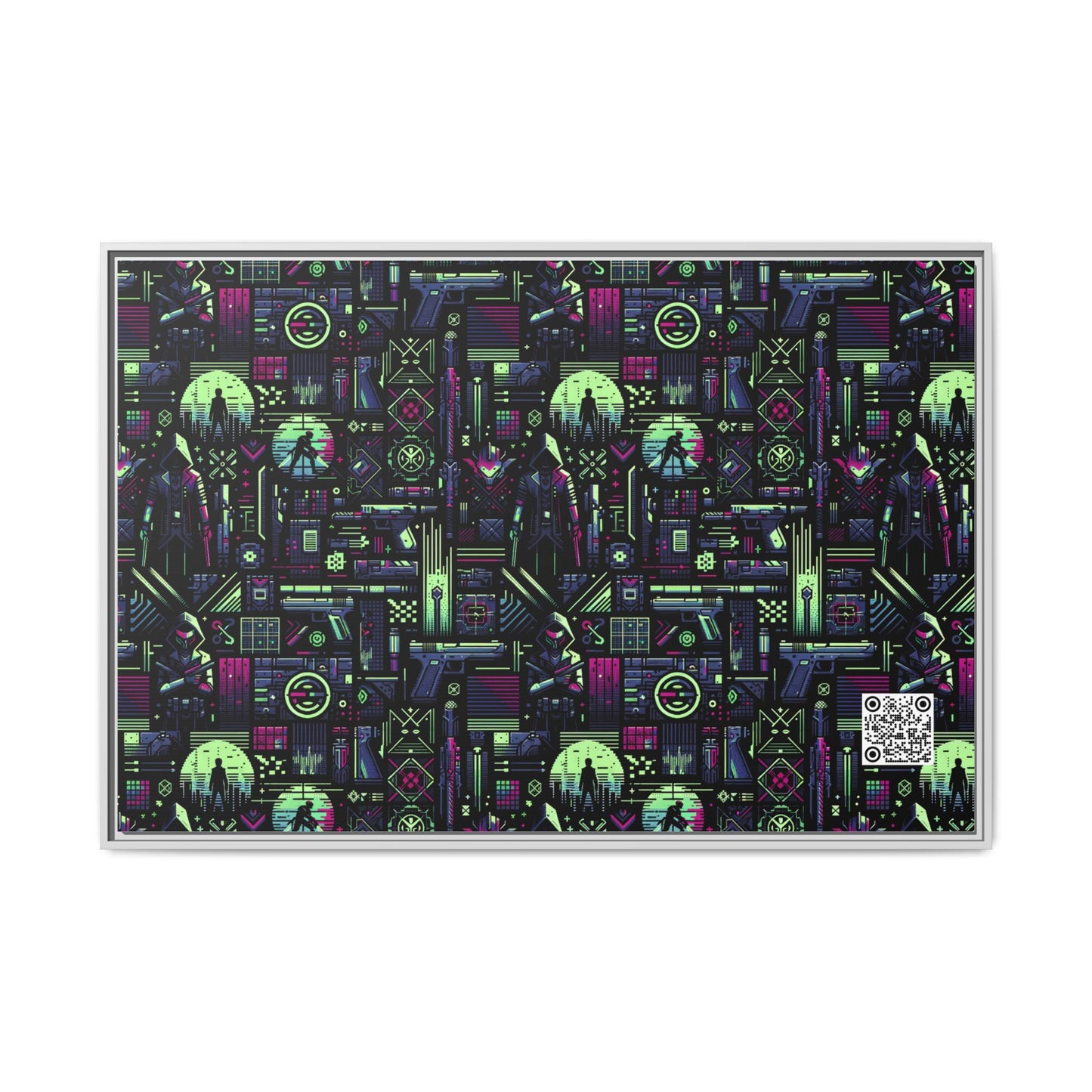 Tech Noir Futuristic Cyberpunk Matte Canvas, Framed (multi-Color) - 8404 Design-63 A