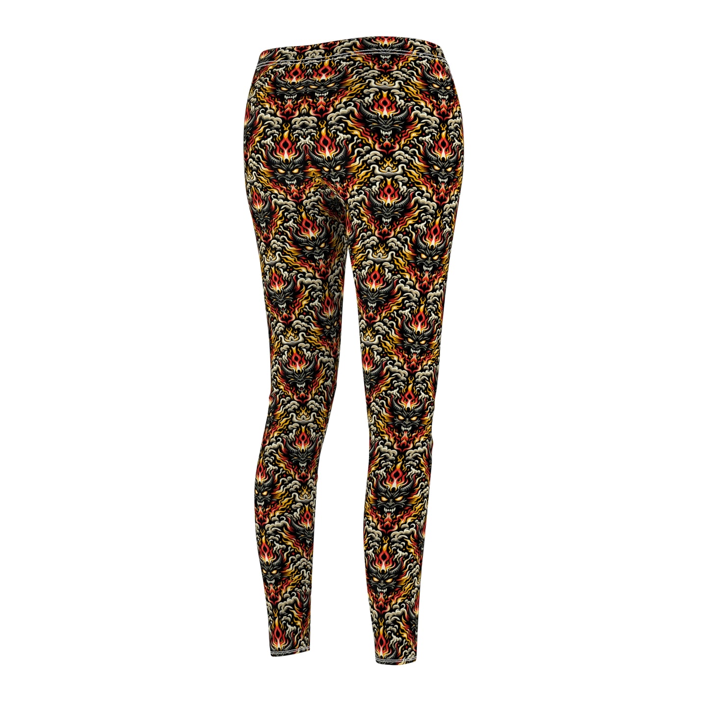 Flame Graphics Maximalist Streetwear Women's Cut & Sew Casual Leggings - 8404 Design-59