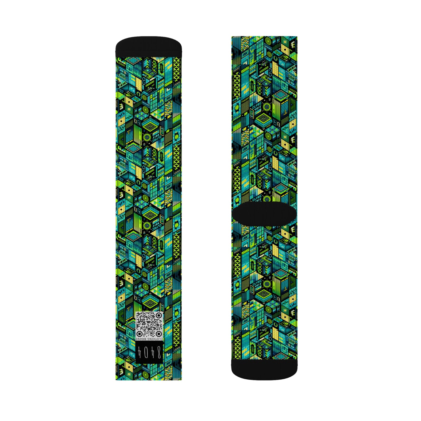 Tech-Infused Neon Tech-Forward Streetwear Sublimation Socks - 8404 Design-61