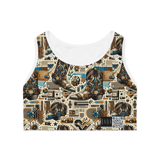 Digital Cowboy Chic Tech-Infused Western Fusion Sports Bra - 8404 Design-45