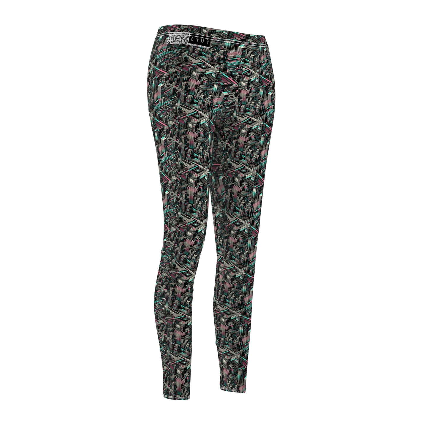 Digital Dreamland Tech-Inspired Streetwear Women's Cut & Sew Casual Leggings - 8404 Design-51